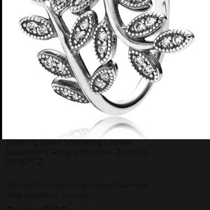 Sterling Silver Sparkling Leaves Ring